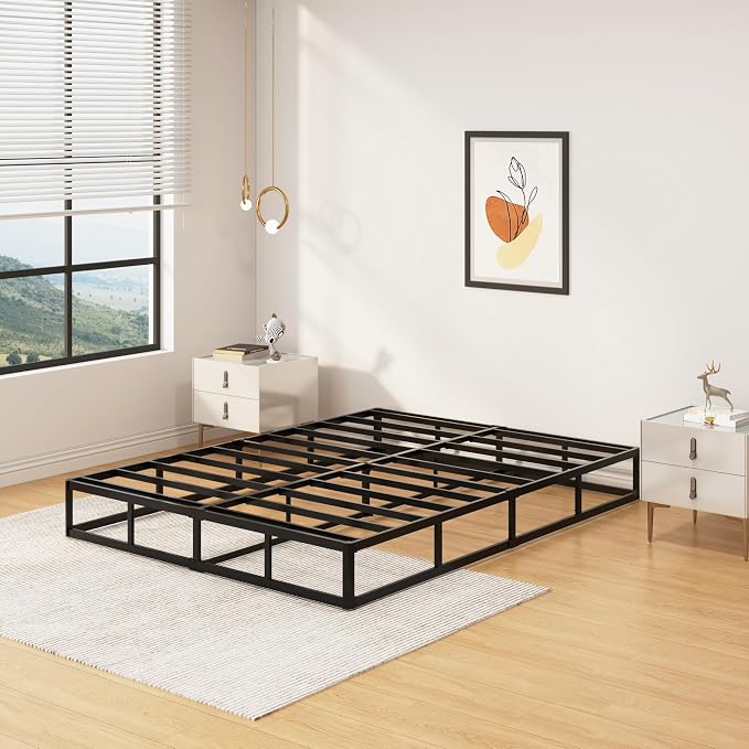 SHLAND Box Spring Full 9-Inch, Heavy Duty Metal Full Size Box Springs Mattress Foundation with Fabric Cover,Easy Assembly