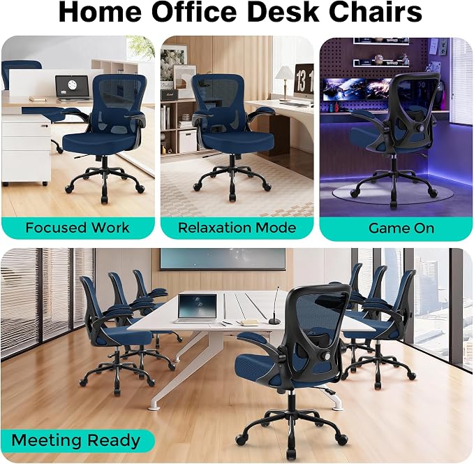 AreShark Office Chair - Ergonomic Breathable Mesh Desk Chair with Adjustable Lumbar Support and Flip-up Armrests - Executive High Back Rolling Swivel Comfortable Computer Gaming Chair for Home Office