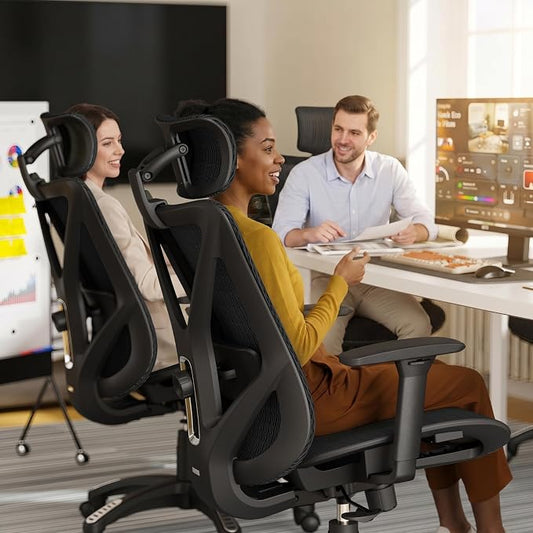 ELABEST T23 Ergonomic Mesh Office Chair, High Back Computer Desk Chair, Breathable AirMesh with Dual-Move Lumbar Support, 3D Armrests & Headrest, Tilt Lock,Big and Tall for Home Office(Onyx)