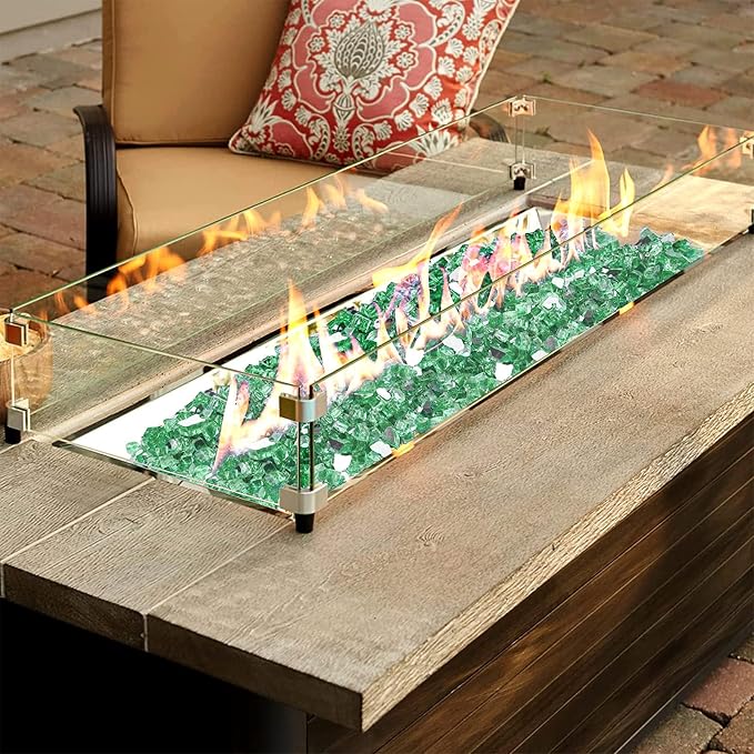 Mr. Fireglass 10 Pounds Fire Glass - 1/2 Inch High Luster Reflective Tempered Glass Rocks for Fireplace Fire Pit Table and Landscaping, Light Green