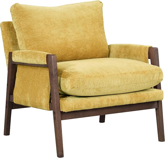 Roundhill Furniture Kelly Mid-Century Modern Accent Armchair, Yellow