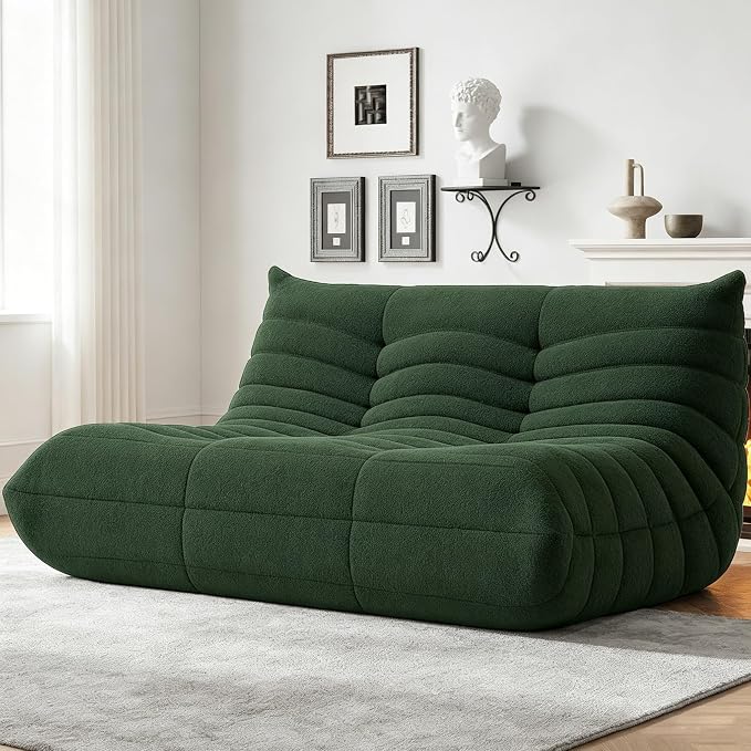 WHGBJA Bean Bag Chairs for Adults with Memory Foam Couch, Loveseat Sofa Chair for Bedroom, Living Room, Reading, Gaming Floor Sofa Couch, Boneless, Comfy