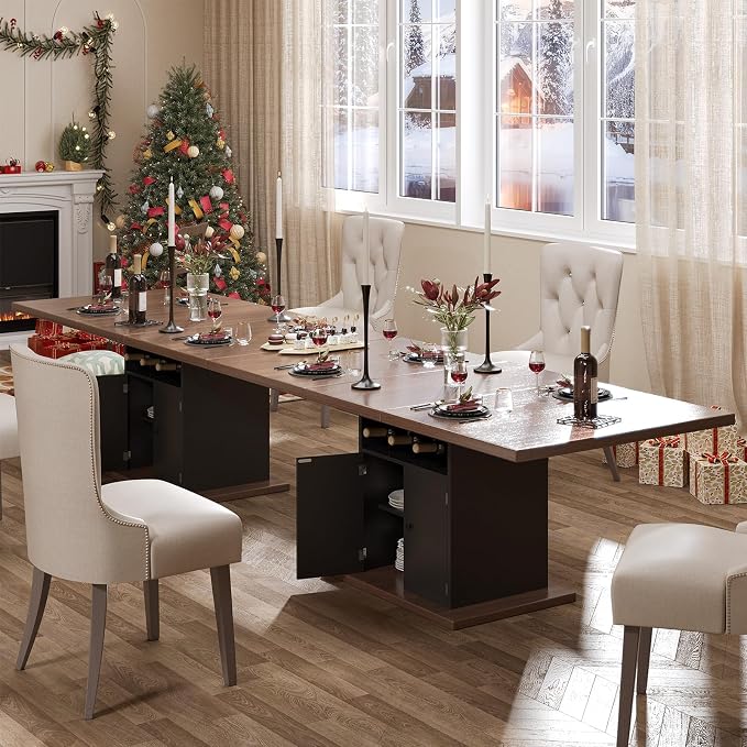 Extendable Dining Room Table for 4-6, 47-63 Inch Faux Marble Extendable Dining Table, Modern Expandable Rectangle Kitchen Dining Table with Storage for Kitchen Living Room