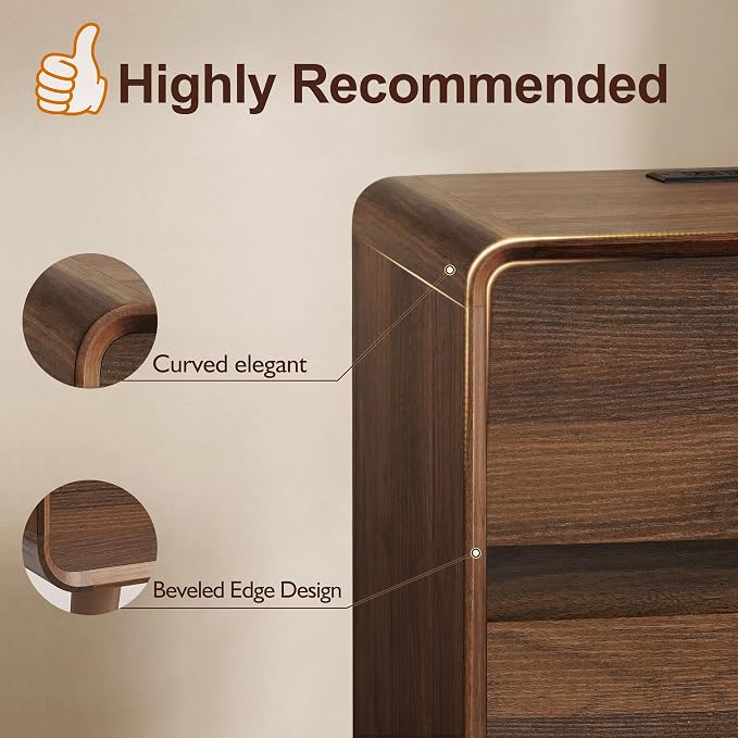 Nasonet Dresser and Nightstand Sets 3 Piece, Mid Century Modern 9 Drawer Dresser and 3 Drawer Night Stand Set 2, Wooden Chest of Drawers Bedroom Furniture Set, Walnut