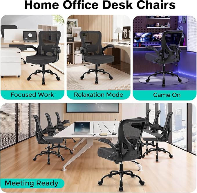 AreShark Office Chair - Ergonomic Breathable Mesh Desk Chair with Adjustable Lumbar Support and Flip-up Armrests - Executive High Back Rolling Swivel Comfortable Computer Gaming Chair for Home Office
