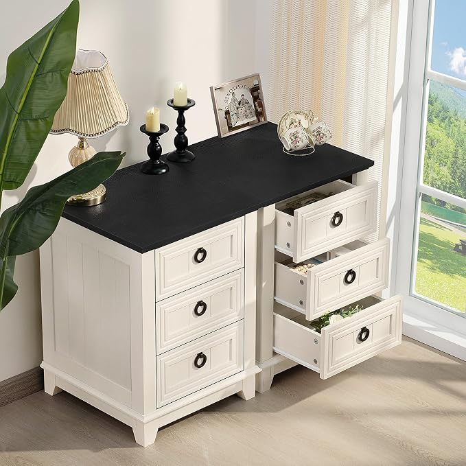 Joaxswe 18" Farmhouse Night Stand with 3 Drawers, Wood End Table Dresser for Bedroom, White Nightstand, Bed Side Table with Metal Handle, Bedside Cabinet for Bedroom Living Room, Closet