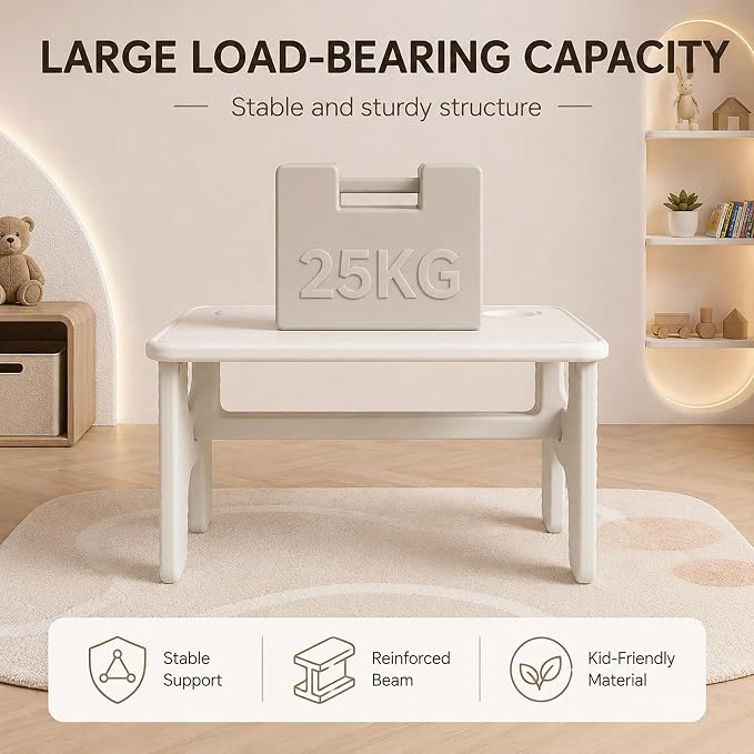 UNICOO Kids Folding Table, Toddler Activity Table for Study, Snack, Art Craft and Play, Portable Plastic Children's Table for Small Spaces, Home and Playroom