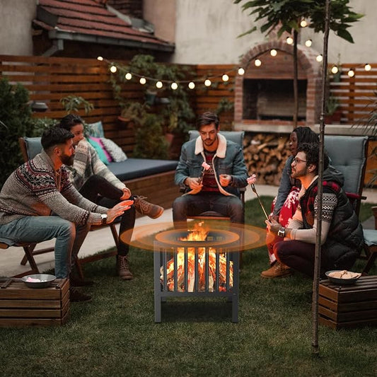 TBMLC 16-Inch Square Steel Grating Fire Pit in Black - Portable and Durable,Perfect for Backyard, Camping, and Bonfire Gathering Outdoor