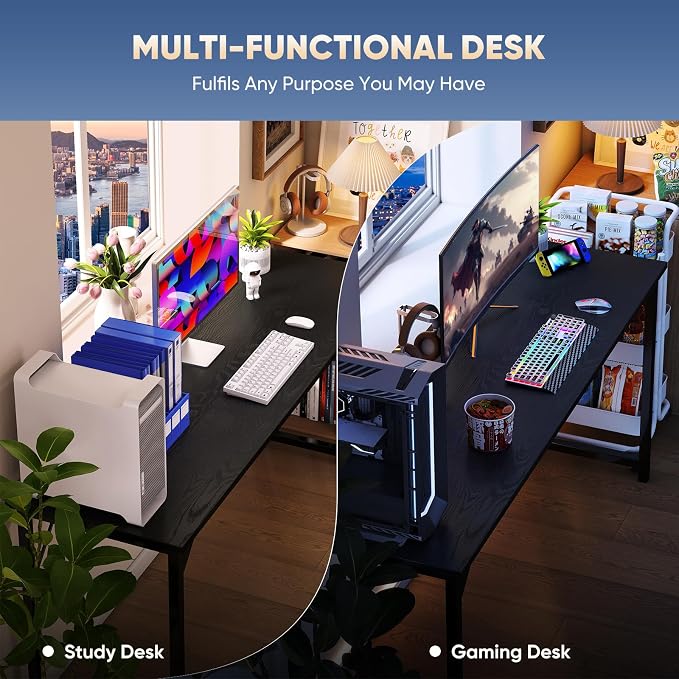 DUMOS 40 Inch Office Small Computer Desk Modern Simple Style Writing Study Work Table for Home Bedroom - Wood Black