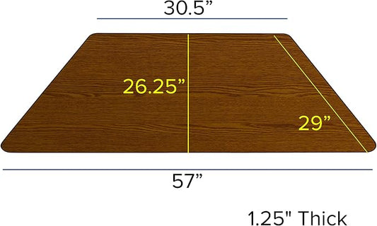 Flash Furniture Wren 29''W x 57''L Trapezoid Oak HP Laminate Activity Table - Standard Height Adjustable Legs