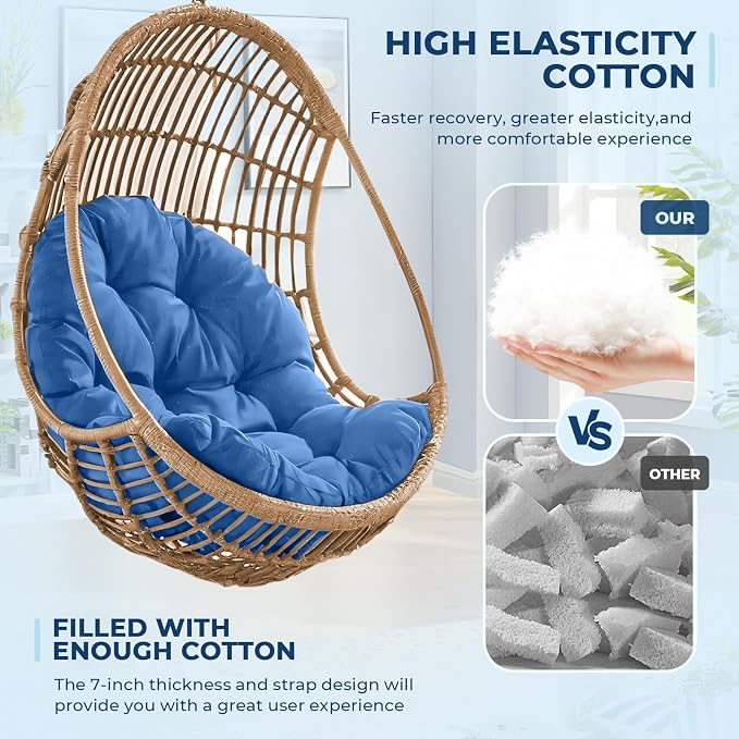 DANGHOOGY Egg Chair Cushion, Waterproof Outdoor Egg Replacement Cushions, Patio Chair Cushions for Outdoor Funiture, Thickened Hanging Chair Cushion, 35x47x7 Inches (Royal Blue)