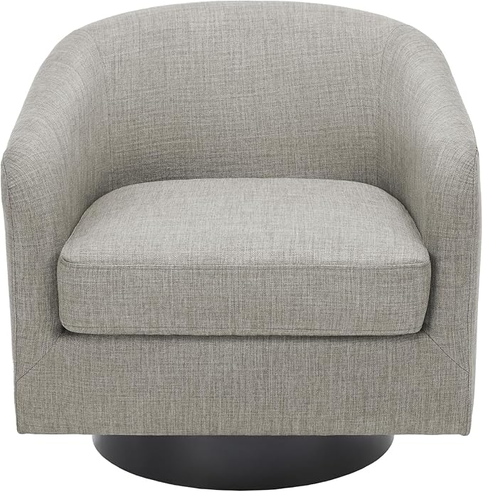 Swivel Accent Chairs Set of 2, Fabric Barrel Club Chair Upholstered Armchair for Living Room, Round Arm Chair Bedroom Single Sofa Reading Seat - Khaki