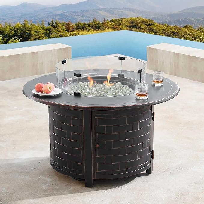 10 Pounds Firepit Glass, 3/4 Inch Glass Beads, Rocks for Fire Pit Table, Fireplace and Fire Bowl, Crystal Luster