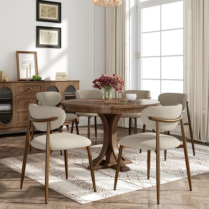 MALOL Dining Chairs Set of 2, Curved Back Kitchen Room Chairs with Metal Legs and Anti Slip Pads, Upholstered Dining Chair for Home and Restaurant, Camel