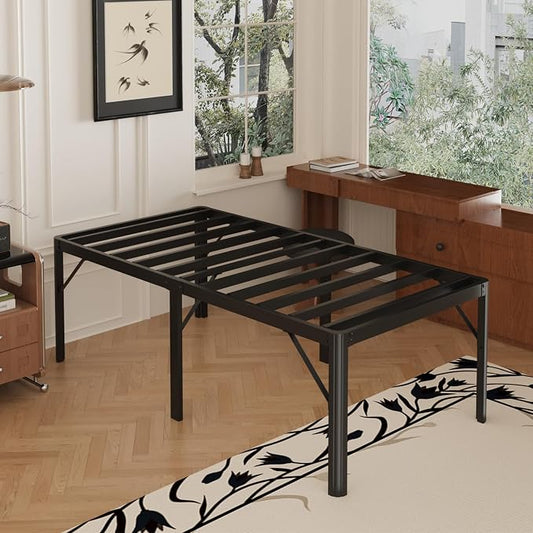 Yicensen 22 Inch High Twin Bed Frames with Rounded Corner Legs, Heavy Duty Metal Twin Size Platform Bed Frame No Box Spring Needed, Easy Assembly, Noise Free, Black
