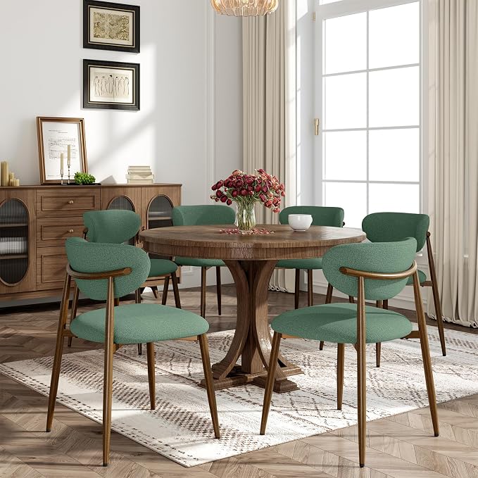 MALOL Dining Chairs Set of 2, Curved Back Kitchen Room Chairs with Metal Legs and Anti Slip Pads, Upholstered Dining Chair for Home and Restaurant, Green