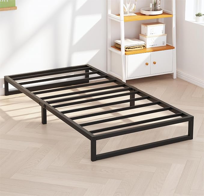 Richwanone 5 Inch Twin Bed Frames, Heavy Duty Metal Platform Bed, Black | Twin Size Bed Frames, Metal Platform Mattress Foundation with Steel Slat Support, No Box Spring Needed, Easy Assembly