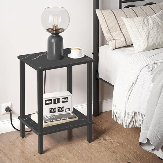 TUTOTAK End Table, Side Table, Nightstand, 2-Tier Storage Shelf, Sofa Side Table for Small Space, Living Room, Bed Room TB01BMK034
