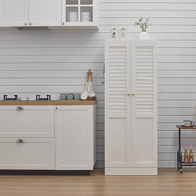 61'' Metal Pantry Cabinet with 4 Adjustable Shelves, Freestanding Steel Storage Cabinet for Kitchen & Home