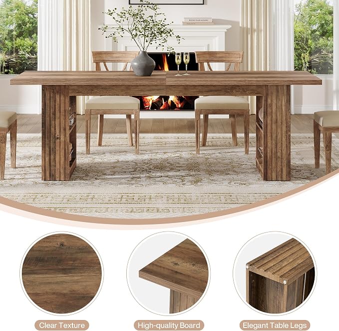 Tribesigns 2-Person Desk, 79-Inch Extra Long Office Desk with Storage Shelves, Work Table, Conference Table for Home Office, Natural Brown
