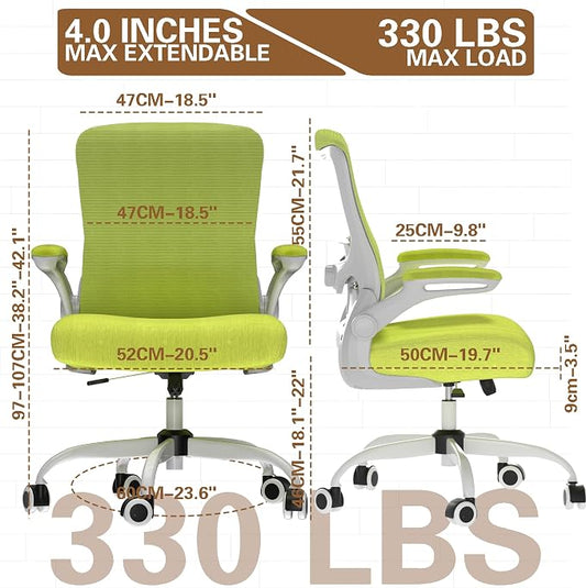 Ergonomic Office Chair for Long Hours, Padded Lumbar Support for Lower Back Relief, 330 lb Capacity, Comfortable Computer Desk Chair for Home Office, Computer & Study