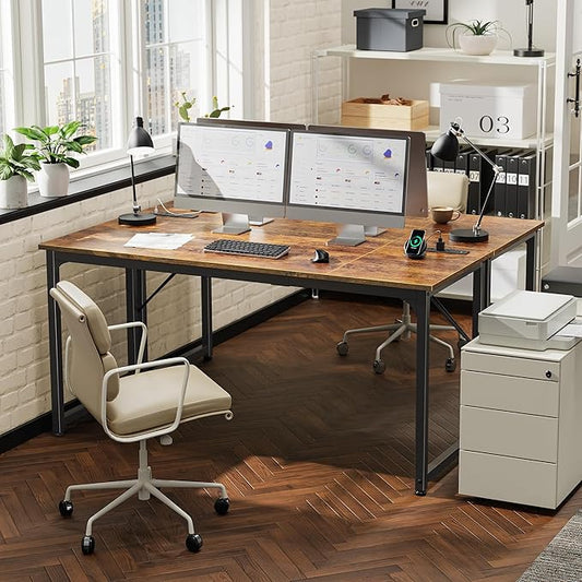 PRAISUN 63 X 24 Inch Office Computer Desk with Power Outlets and USB-C Port, Larger and Longer Gaming Desk, for Home Office, Study, Writing Work from Home Table, Metal Frame, White