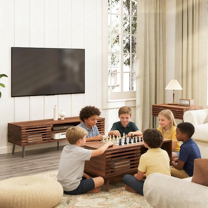 HAIOOU Lift Top Coffee Table, Mid Century Modern Coffee Table with Storage for Living Room, 35.4'' Walnut Coffee Tables with Sliding Fence Door (Brown)