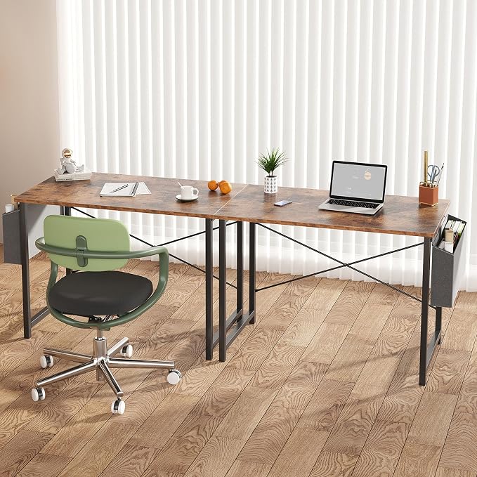 OLIXIS Small Computer Desk, 40 Inch Home Office Desks, Writing Study Craft Work Gaming Table, Computer Workstation for Bedroom Small Spaces with Storage Bag, Rustic Brown
