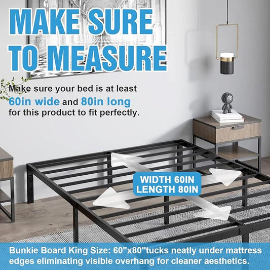Bunkie Board Queen Size (60x80''), 10mm Bed Boards for Under Mattress, Breathable, Noise Minimizing, Moisture Resistant Bunkieboards, Heavy Duty Bed Support Board for Platform & Slatted Frames