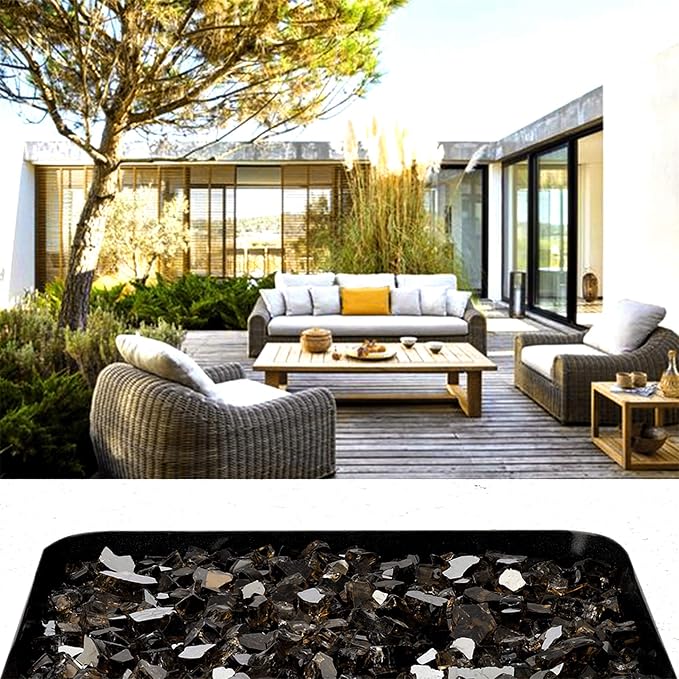 Mr. Fireglass 10 Pounds Fire Glass - 1/4 Inch High Luster Reflective Tempered Fire Pit Glass Rocks for Propane & Natural Gas Fire Pit Table Fireplace and Landscaping, Bronze