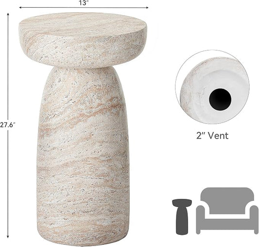 28" Large Side Table Outdoor, Modern Geometric Pedestal End Table, Multi-Functional & Decorative Coffee Table, Accent Table, Planter Stand for Garden Patio Porch Balcony or Living Room Decor
