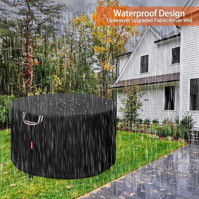 QH.HOME Fire Pit Cover Round for Solo Stove Yukon 27"-29", Waterproof Smokeless Fire Pit Cover, 600D Strong Tear Resistant, Fits for Gas/Table/Bowl Fire pits - 30" D X 18" H