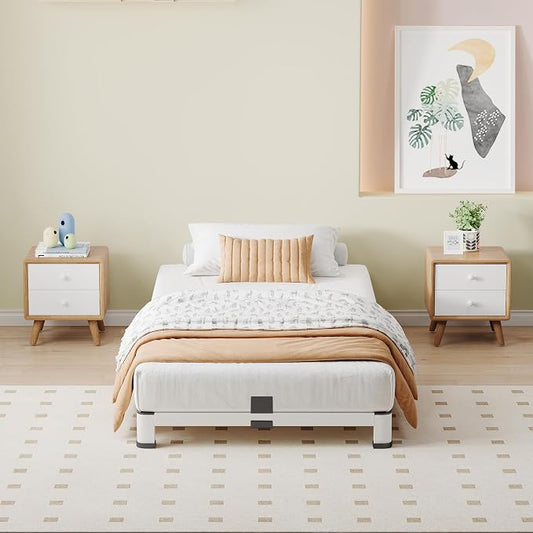 NKZ Twin Platform Bed Frame 4 Inch, Heavy Duty Metal Low Profile Bed Frame with Round Corner Legs, 3500lbs Weight Capacity Reinforced Frame, No Box Spring Needed,Noise-Free, Easy Assembly