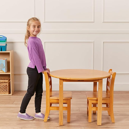 ECR4Kids 30in x 30in Round Hardwood Table with 22in Legs, Childrens Furniture, Honey