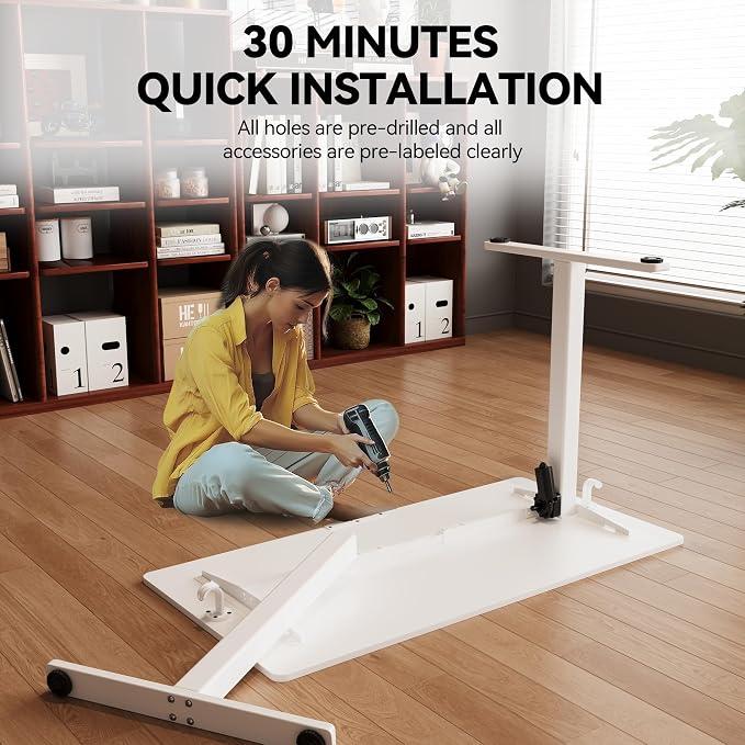 Electric Standing Desk,40x24 Inches Adjustable Height Stand up Desk, Sit Stand Home Office Desk with Splice Board, 3 Preset Heights,Equipped with Hooks,Ergonomic Computer Desk Workstation,White