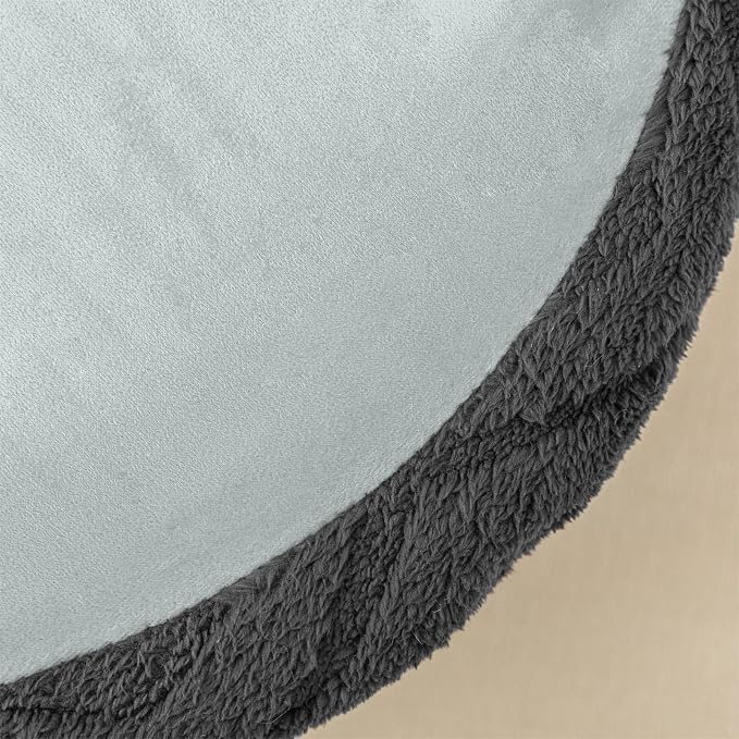 Round Pouf Ottoman 20 x 20 x 14 Inches Boho Poof Home Decor Floor Pouffe Ottoman Foot Rest for Couch Sofa Bean Bag Chairs Living Room Bedroom (Dark Gray)