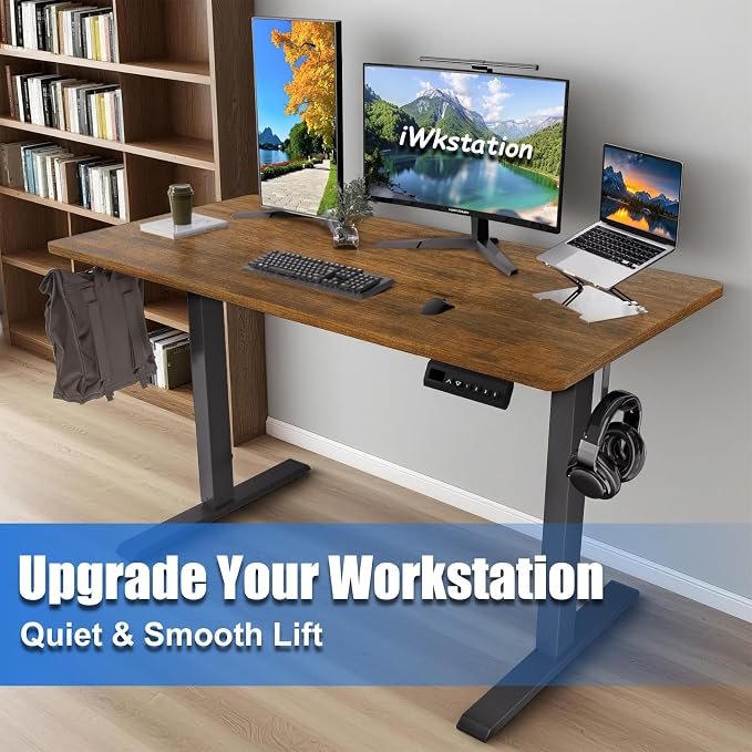 Whole Piece Standing Desk with Wheels Adjustable Height- Mobile Stand up Desk with Lockable Casters, Portable Sit Stand Desks Electric for Home & Office Workstation