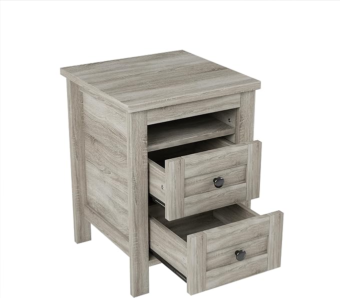 3 Pieces Bedroom Furniture Set Full Size Bed Frame with Storage Headboard and Charging Station, Farmhouse Platform Bed Frames with Nightstand and Dresser, for Bedroom, Living Room (Gray, Full)