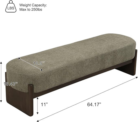 Virubi Elegant Upholstered Loop Yarn Ottoman, Dark Green End of Bed Entryway Benches, Corner Dining Bench Shoe Stool for Indoor Bedroom Living Dining Room (Dark Green)