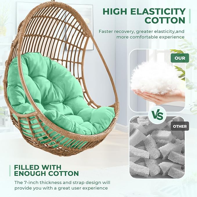 DANGHOOGY Egg Chair Cushion, Waterproof Outdoor Egg Replacement Cushions, Patio Chair Cushions for Outdoor Funiture, Thickened Hanging Chair Cushion, 35x47x7 Inches (Cyan)