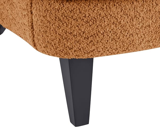 Christopher Knight Home Colby Boucle Upholstered Club Chair, Living Room Accent Chair, Wooden Frame, Flared Armrest, Plush Thick Cushion, Reading Lounge Chair, Space-Saving Furniture, Black+Caramel