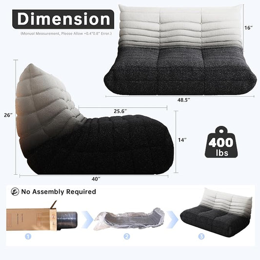 WHGBJA Bean Bag Chairs for Adults with Memory Foam Couch, Loveseat Sofa Chair for Bedroom, Living Room, Reading, Gaming Floor Sofa Couch, Boneless, Comfy
