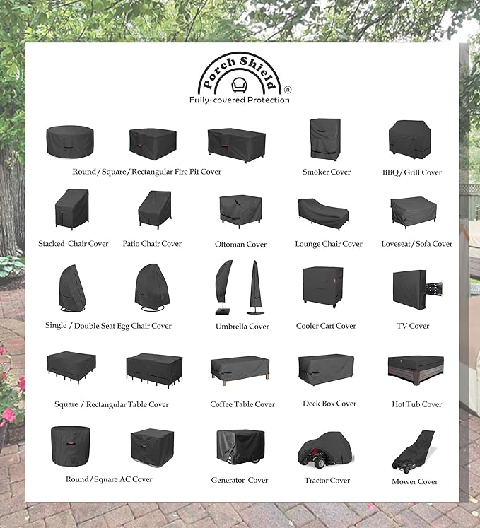 Porch Shield Patio Fire Pit Cover - Waterproof 600D Outdoor Rectangular Fire Table Cover Deck Box Protector - 43 x 22 inch, Black