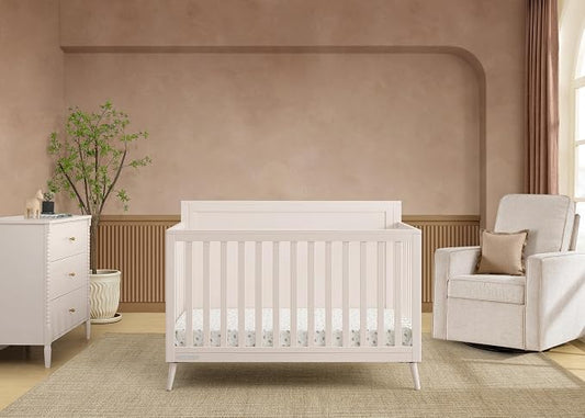 Delta Children Lola 6-in-1 Convertible Crib - Converts from Baby Crib to Toddler Bed, Daybed, Sofa Bed and Full-Size Bed with and Without Footboard, Fits Standard Full-Size Crib Mattress, Soft Beige