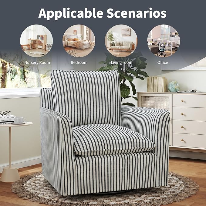 INZOY Swivel Accent Chair Set of 2, Upholstered Square Chair, Swivel Barrel Reading Chair with Thick Padded Backrest Cushion for Living Room Bedroom Small Space, Blue