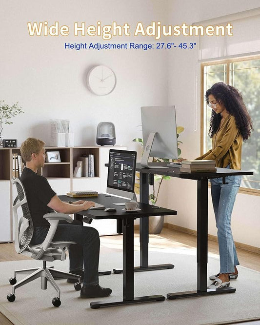 YIHAYO Electric Standing Desk, 40 x 24 Inches Stand Up Desk with Splice Board, Adjustable Height Desk, Computer Desk for Home Office, Black Frame/Black Top