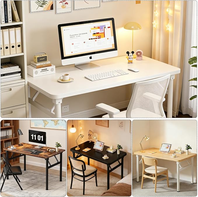 Small Folding Computer Desk - 39.4 Inch Foldable Small Spaces Compact Desk,No Assembly,Bedroom, Dorm and Apartment,Portable Study for Home Office Table