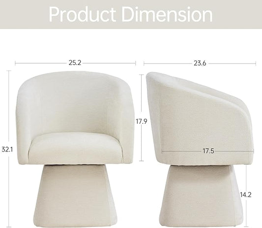VKNOW Upholstered Swivel Dining Chairs Set of 4, Modern Dining Room Chairs with Barrel Back, Accent Arm Chair for Dining Room, Living Room, Bedroom, Vanity, Beige