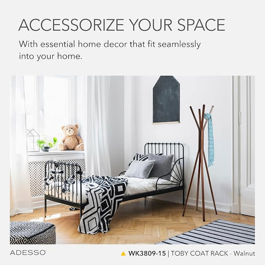 Adesso Toby Coat Rack with Natural Oak Finish – Space-Saving Entryway Organizer Perfect for Coats, Bags, Purses and Hats – 6 Hooks, 68.25" Tall