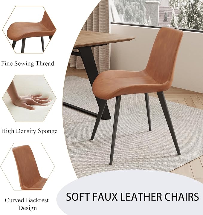 ZckyCine 51‑67 Inch Expandable Dining Set with 6 PU Leather Chairs, Wooden Furniture for Small‑Size Homes